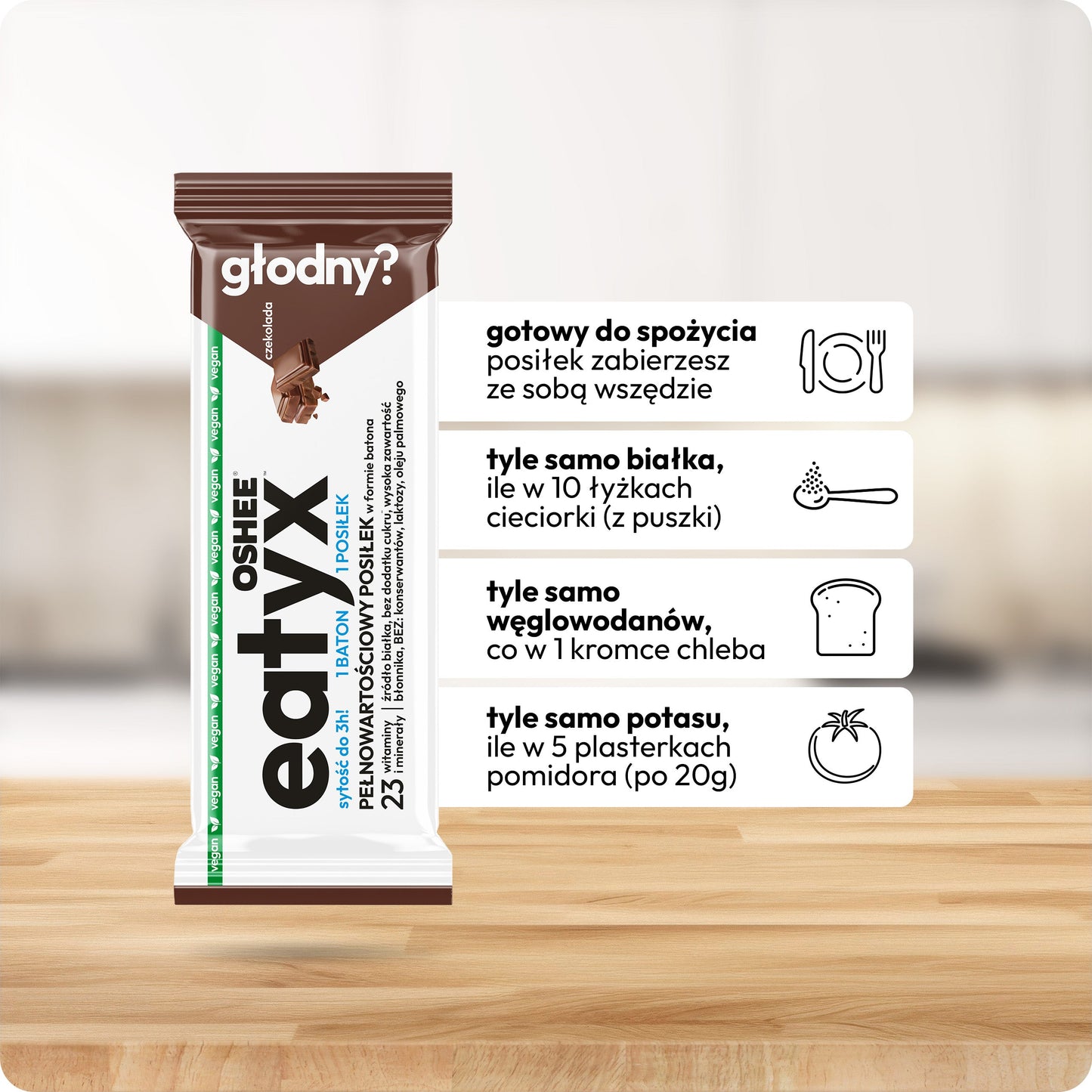 eatyx PEŁNOWARTOŚCIOWY POSIŁEK W FORMIE BATONA CZEKOLADA 60g